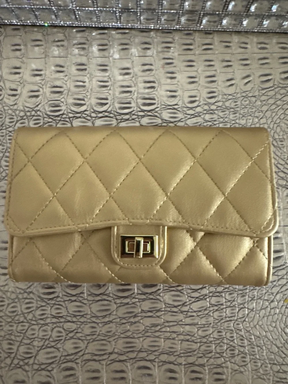 Gold clutch purse